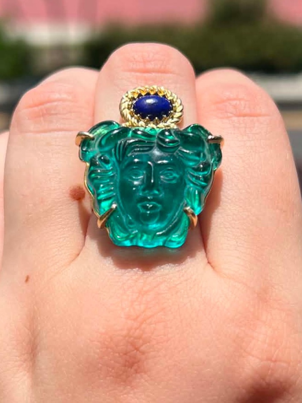 NEW Tagliamonte Venetian Glass Medusa Lapis Lazuli Statement Cocktail Ring sz 8